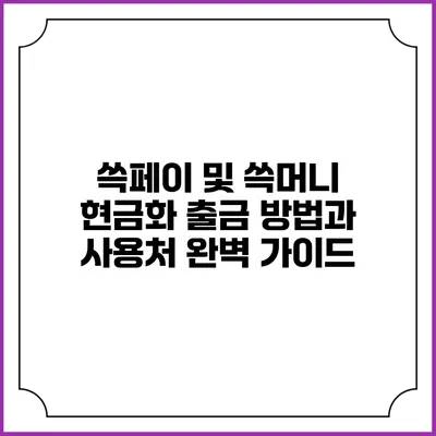 쓱페이 및 쓱머니 현금화 출금 방법과 사용처 완벽 가이드