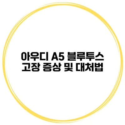 아우디 A5 블루투스 고장 증상 및 대처법