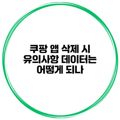 쿠팡 앱 삭제 시 유의사항 데이터는 어떻게 되나?