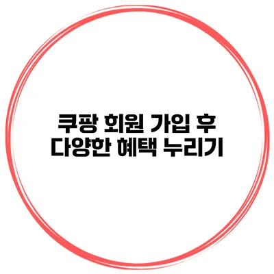 쿠팡 회원 가입 후 다양한 혜택 누리기