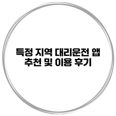 특정 지역 대리운전 앱 추천 및 이용 후기
