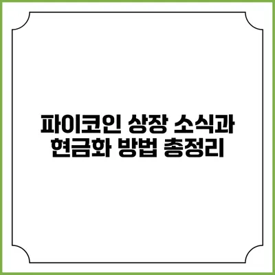 파이코인 상장 소식과 현금화 방법 총정리
