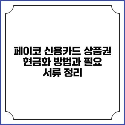 페이코 신용카드 상품권 현금화 방법과 필요 서류 정리